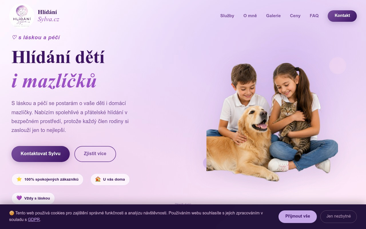 Ukázka webu – Hlídání Sylva