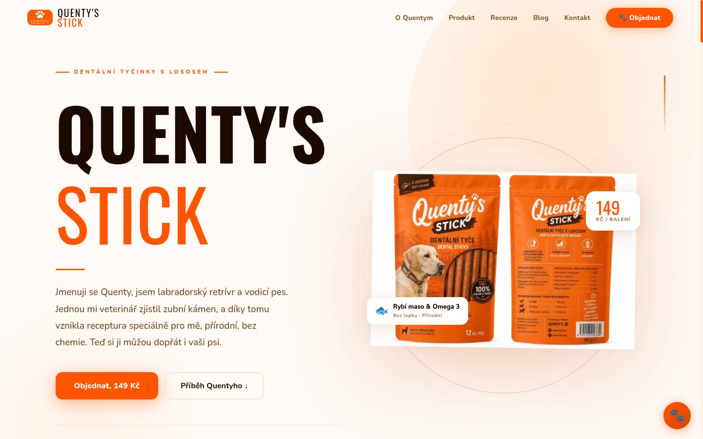 Quenty's Stick – ukázka webu